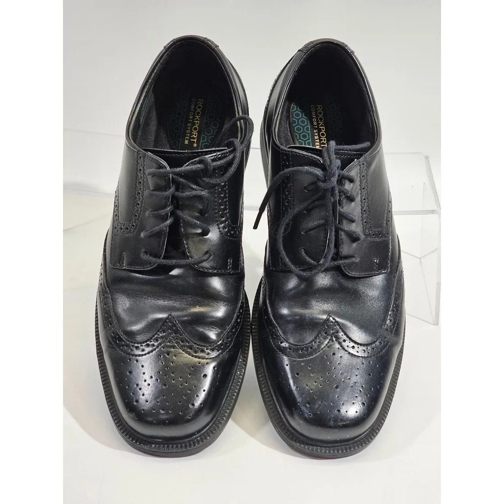 Rockport Wingtip Oxford Mens 8M Black Leather Waterproof Dress Shoes APM70011